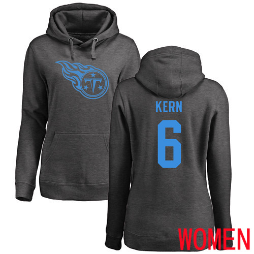 Tennessee Titans Ash Women Brett Kern One Color NFL Football #6 Pullover Hoodie Sweatshirts->women nfl jersey->Women Jersey